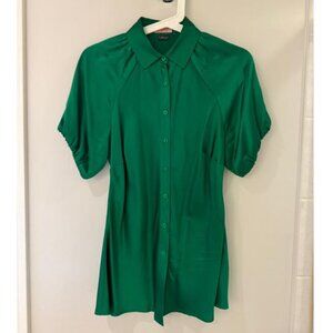 Thomas Pink Green 100% Pure Silk Short-Sleeve Blouse/Shirt